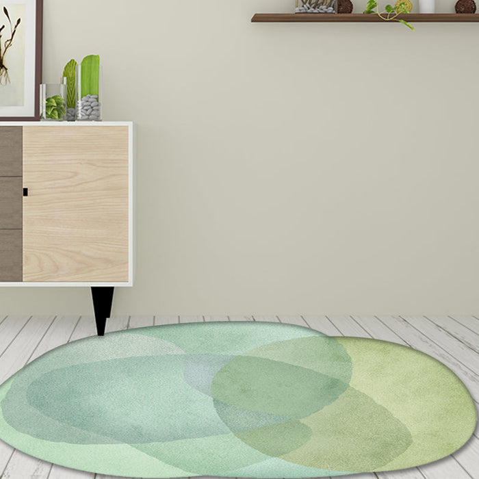 Green and Grey Irregular Rug Bedroom Novelty Colorblock Pattern Area Rug Polyester Machine Washable Carpet