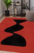 Black and Red Abstract Rug Polyester Modern Rug Washable Pet Friendly Area Rug for Living Room