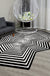 Black Irregular Rug Bedroom Novelty 3D Line Pattern Area Rug Polyester Pet Friendly Carpet