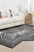 Black Irregular Rug Bedroom Novelty 3D Line Pattern Area Rug Polyester Pet Friendly Carpet