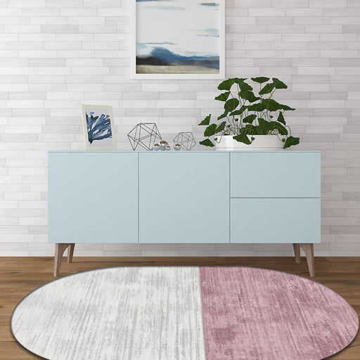 Novelty Living Room Rug in Pink and Blue Color Block Print Rug Polyester Stain-Resistant Area Rug