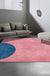 Novelty Living Room Irregular Rug in Grey and Pink Color Block Circle Rectangle Print Rug Polyester Non-Slip Area Rug