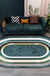 Novelty Living Room Rug in Green Color Block Oval Print Rug Polyester Machine Washable Area Rug