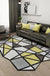 Novelty Living Room Irregular Rug in Black and White Geometric Fan Print Rug Polyester Pet Friendly Area Rug