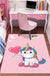 Cute Cartoon Character Pattern Rug Pink and Green Kids Rug Polyester Pet Friendly Washable Non-Slip Backing Area Rug for Nursery