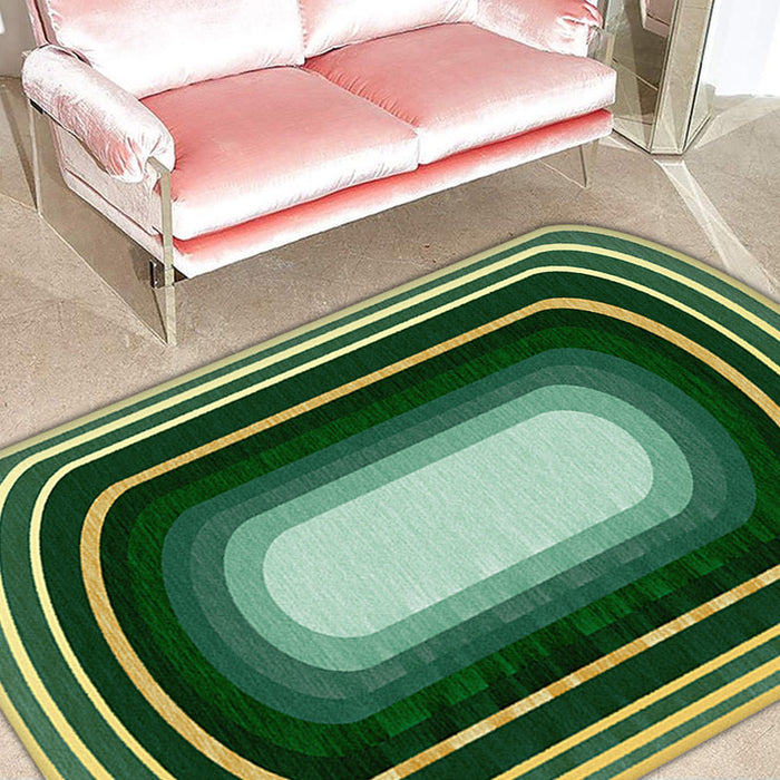 Novelty Living Room Irregular Rug in Green Color Block Print Rug Polyester Stain-Resistant Area Rug