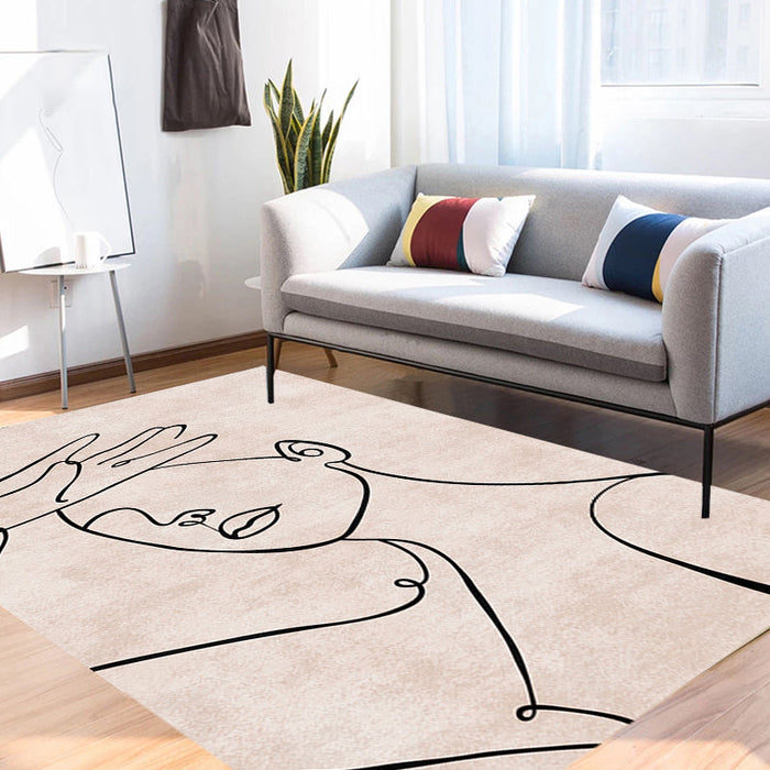 Contemporary Figure Pattern Rug Multicolor Polyester Rug Washable Pet Friendly Area Rug for Bedroom