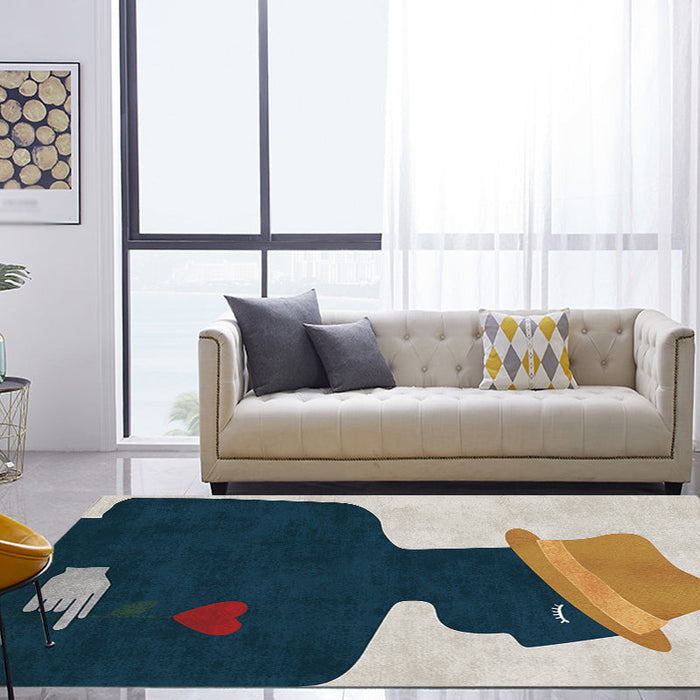 Contemporary Figure Pattern Rug Multicolor Polyester Rug Washable Pet Friendly Area Rug for Bedroom