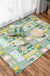 Kids Floral Pattern Rug with Character Beige and Green Cotton Rug Washable Pet Friendly Non-Slip Area Rug for Child's Bedroom