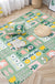 Kids Floral Pattern Rug with Character Beige and Green Cotton Rug Washable Pet Friendly Non-Slip Area Rug for Child's Bedroom