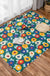 Kids Floral Pattern Rug with Character Beige and Green Cotton Rug Washable Pet Friendly Non-Slip Area Rug for Child's Bedroom