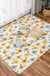 Kids Floral Pattern Rug with Character Beige and Green Cotton Rug Washable Pet Friendly Non-Slip Area Rug for Child's Bedroom