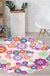 Unique Floral Pattern Rug Pink and Orange Kids Rug Polyester Pet Friendly Washable Non-Slip Backing Area Rug for Nursery