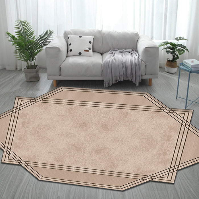 Brown Bedroom Rug Novelty Solid Color Area Rug Polyester Pet Friendly Anti-Slip Carpet