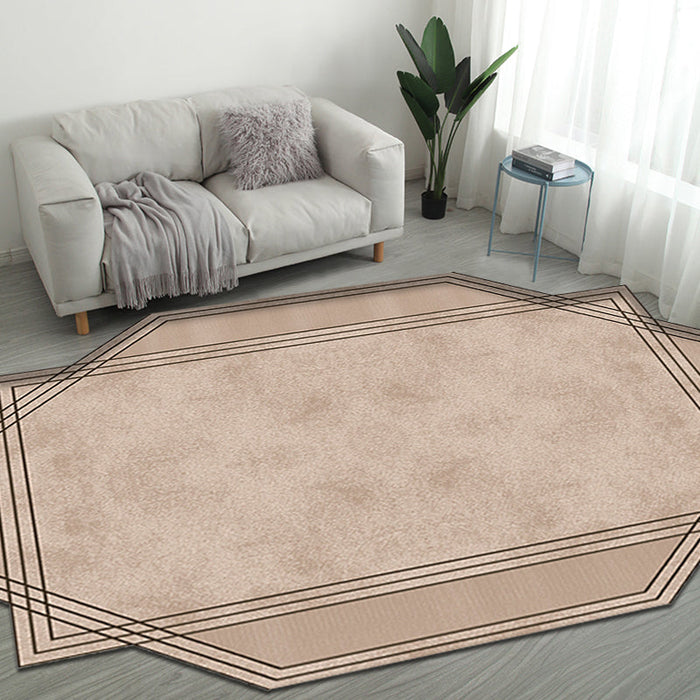 Brown Bedroom Rug Novelty Solid Color Area Rug Polyester Pet Friendly Anti-Slip Carpet