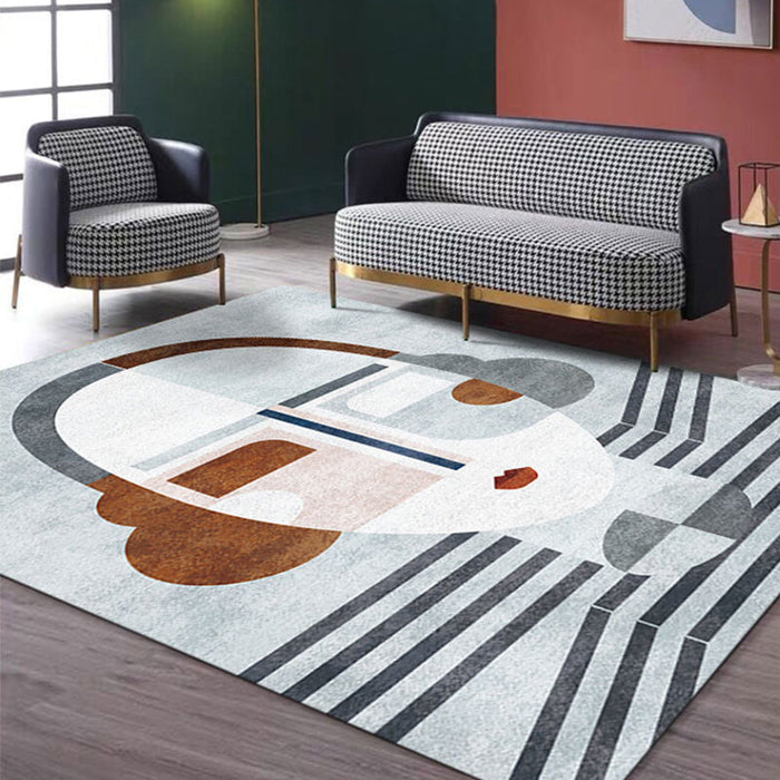 Multicolor Living Room Rug Nordic Character Pattern Rug Polyester Washable Pet Friendly Area Rug