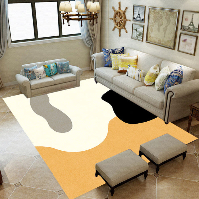 Novelty Abstract Rug Beige Polyester Rug Non-Slip Backing Washable Pet Friendly Area Rug for Living Room