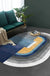 Novelty Living Room Rug in Blue and Grey Color Block Line Print Rug Polyester Non-Slip Area Rug