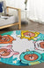 Kids Cartoon Bear Pattern Rug Green and Brown Polyester Rug Washable Pet Friendly Non-Slip Area Rug for Child's Bedroom