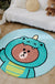 Kids Cartoon Bear Pattern Rug Green and Brown Polyester Rug Washable Pet Friendly Non-Slip Area Rug for Child's Bedroom