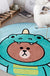 Kids Cartoon Bear Pattern Rug Green and Brown Polyester Rug Washable Pet Friendly Non-Slip Area Rug for Child's Bedroom