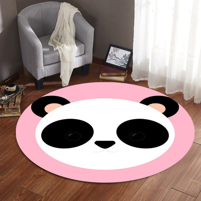 Kids Cartoon Animal Pattern Rug Blue and Pink Polyester Rug Washable Pet Friendly Non-Slip Area Rug for Child's Bedroom