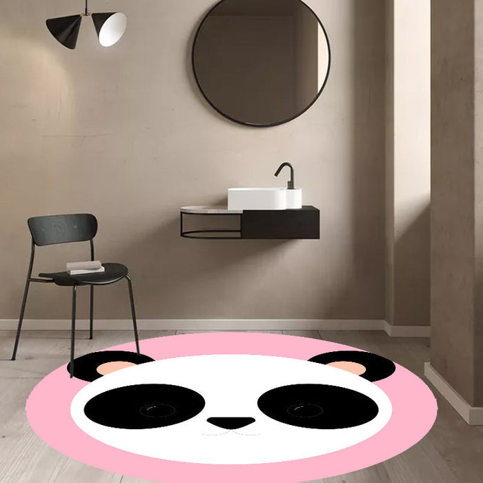 Kids Cartoon Animal Pattern Rug Blue and Pink Polyester Rug Washable Pet Friendly Non-Slip Area Rug for Child's Bedroom