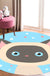 Kids Cartoon Animal Pattern Rug Blue and Pink Polyester Rug Washable Pet Friendly Non-Slip Area Rug for Child's Bedroom