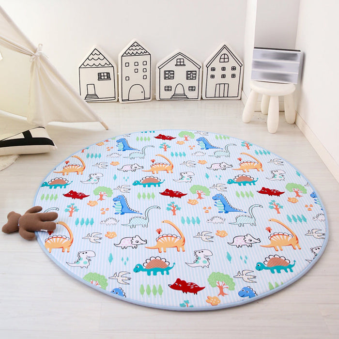 Unique Animal Pattern Rug Pink and Blue Kids Rug Polyester Pet Friendly Washable Non-Slip Backing Area Rug for Nursery