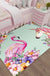 Colorful Cartoon Animal Pattern Rug Pink and Blue Kids Rug Polyester Pet Friendly Washable Non-Slip Backing Area Rug for Nursery