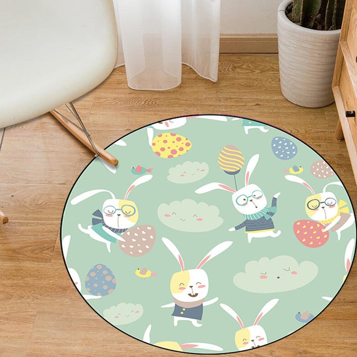 Unusual Cartoon Animal Pattern Rug Multicolor Kids Rug Polyester Pet Friendly Washable Area Rug for Nursery