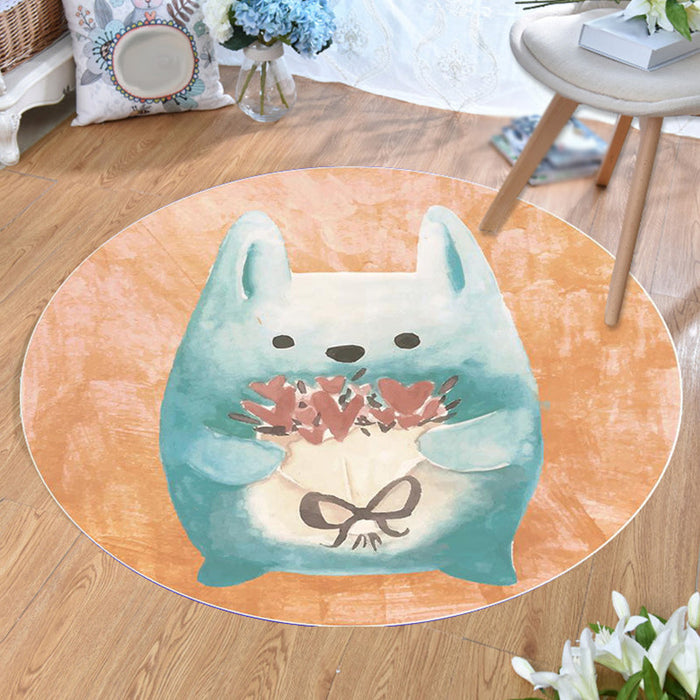 Unusual Cartoon Animal Pattern Rug Multicolor Kids Rug Polyester Pet Friendly Washable Area Rug for Nursery