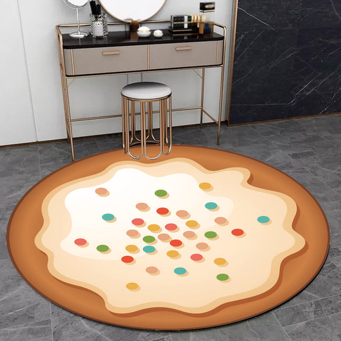 Novelty Cake Pattern Rug Brown and Purple Kids Rug Polyester Pet Friendly Washable Area Rug for Nursery