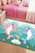 Kids Cartoon Dolphin Pattern Rug with Star Green and Blue Polyester Rug Washable Pet Friendly Non-Slip Area Rug for Child's Bedroom