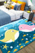 Kids Cartoon Dolphin Pattern Rug with Star Green and Blue Polyester Rug Washable Pet Friendly Non-Slip Area Rug for Child's Bedroom