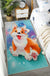 Kids Dog Pattern Rug Green and Blue Polyester Rug Washable Pet Friendly Non-Slip Area Rug for Child's Bedroom