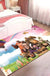 Kids Cartoon Character Pattern Rug Pink and Blue Polyester Rug Washable Pet Friendly Non-Slip Area Rug for Child's Bedroom