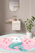 Kids Cartoon Cat Pattern Rug Pink and Red Polyester Rug Washable Pet Friendly Non-Slip Area Rug for Child's Bedroom