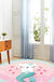 Kids Cartoon Cat Pattern Rug Pink and Red Polyester Rug Washable Pet Friendly Non-Slip Area Rug for Child's Bedroom