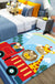 Unique Cartoon Animal Pattern Rug Black and Blue Kids Rug Polyester Pet Friendly Washable Area Rug for Nursery