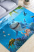 Unique Cartoon Animal Pattern Rug Black and Blue Kids Rug Polyester Pet Friendly Washable Area Rug for Nursery