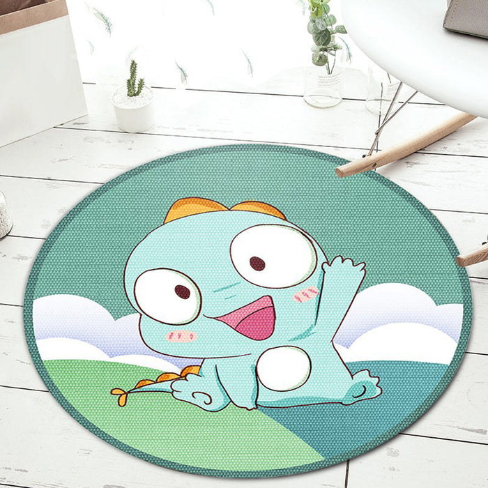 Stylish Cartoon Animal Pattern Rug Green and Blue Kids Rug Polyester Pet Friendly Washable Non-Slip Backing Area Rug for Nursery