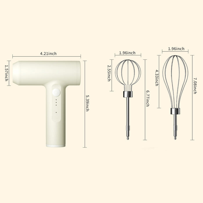 Electric Egg Beater With 2 Wire Beaters Portable Food Blender Whisk 3 Speeds Handheld Food Mixer ,USB Rechargeable Handheld Egg Beater