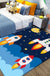 Unusual Outer Space Pattern Rug Multicolor Kids Rug Polyester Pet Friendly Washable Area Rug for Nursery