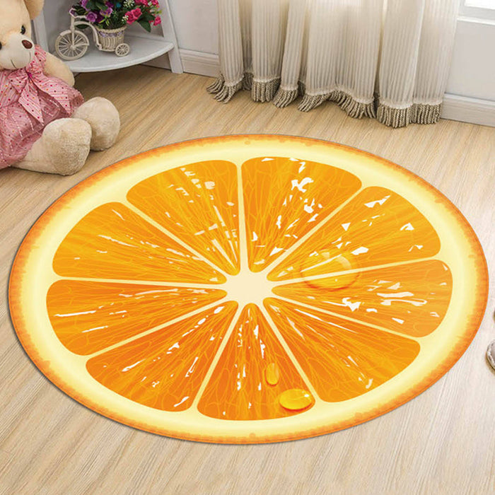 Kids Fruit Pattern Rug Yellow and Green Polyester Rug Washable Pet Friendly Non-Slip Area Rug for Child's Bedroom