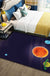 Kids Outer Space Pattern Rug with Spaceship Multicolor Polyester Rug Washable Pet Friendly Non-Slip Area Rug for Child's Bedroom