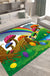 Kids Plant Pattern Rug Green and Blue Polyester Rug Washable Pet Friendly Non-Slip Area Rug for Child's Bedroom