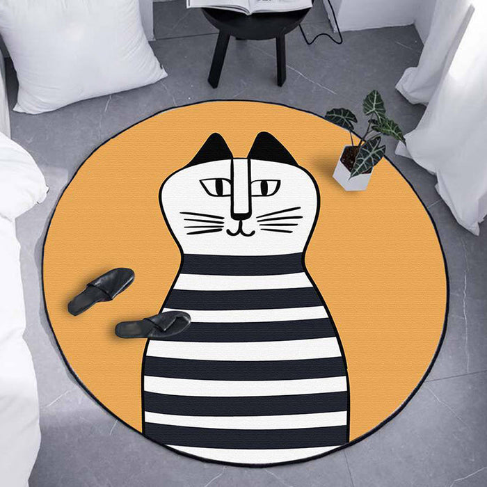 Kids Ship Pattern Rug Beige and Orange Polyester Rug Washable Pet Friendly Non-Slip Area Rug for Child's Bedroom