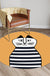 Kids Ship Pattern Rug Beige and Orange Polyester Rug Washable Pet Friendly Non-Slip Area Rug for Child's Bedroom