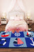 Kids Ship Pattern Rug with Anchor Blue Polyester Rug Washable Pet Friendly Non-Slip Area Rug for Child's Bedroom